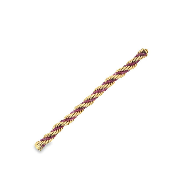 Ruser Pair of Gold and Ruby Bead Rope Bracelets