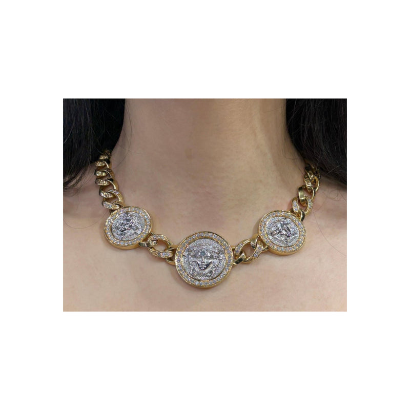 Versace Diamond Link Bracelet and Necklace Set