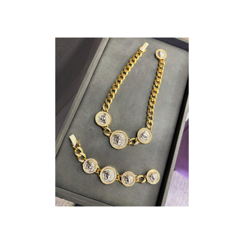 Versace Diamond Link Bracelet and Necklace Set