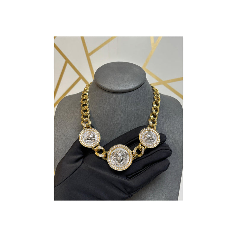 Versace Diamond Link Bracelet and Necklace Set