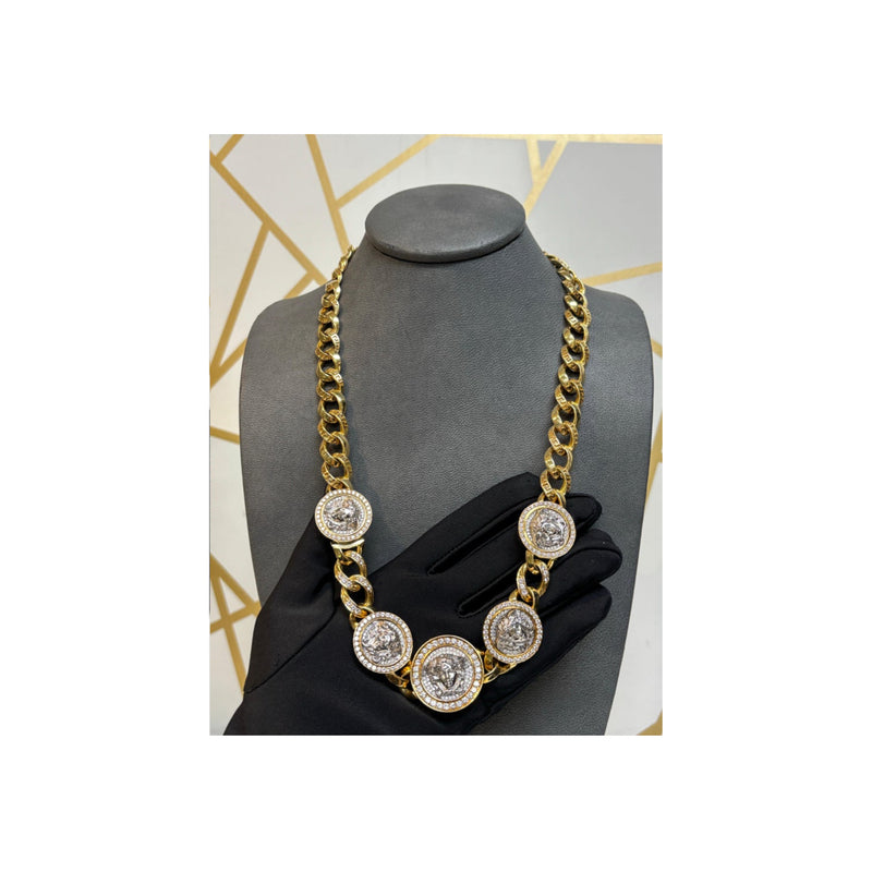Versace Diamond Link Bracelet and Necklace Set
