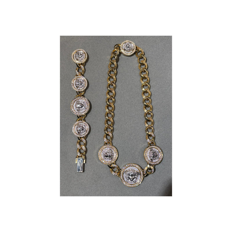 Versace Diamond Link Bracelet and Necklace Set