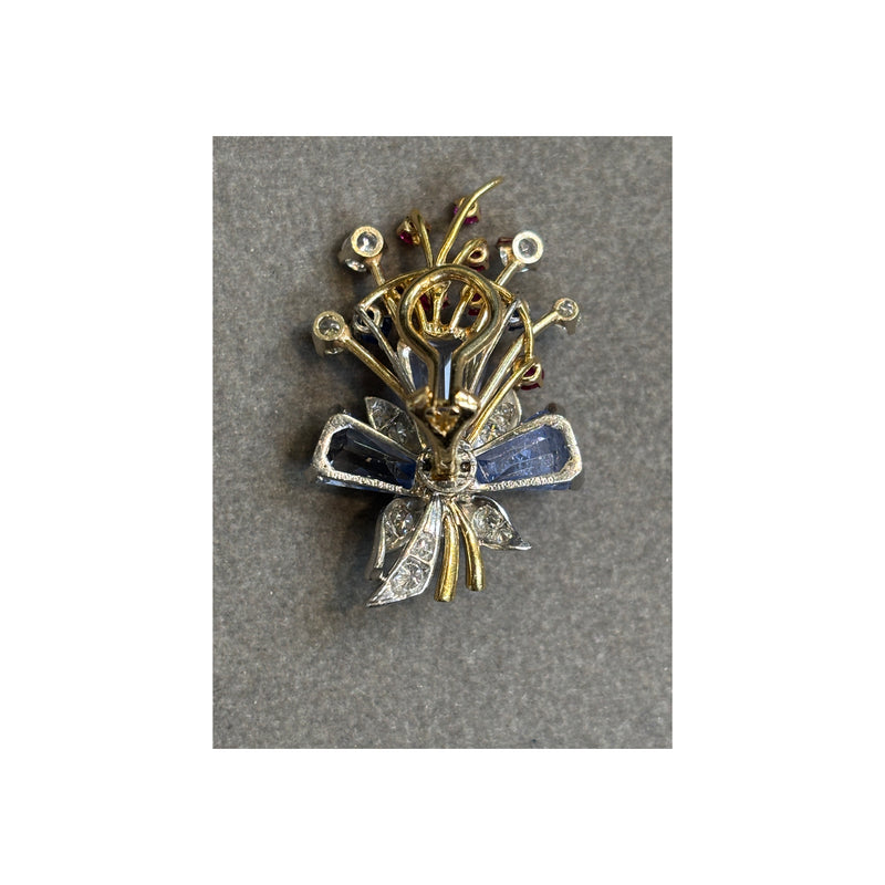 Tiffany & Co Multi Gem Flowers Earrings and Brooch Set