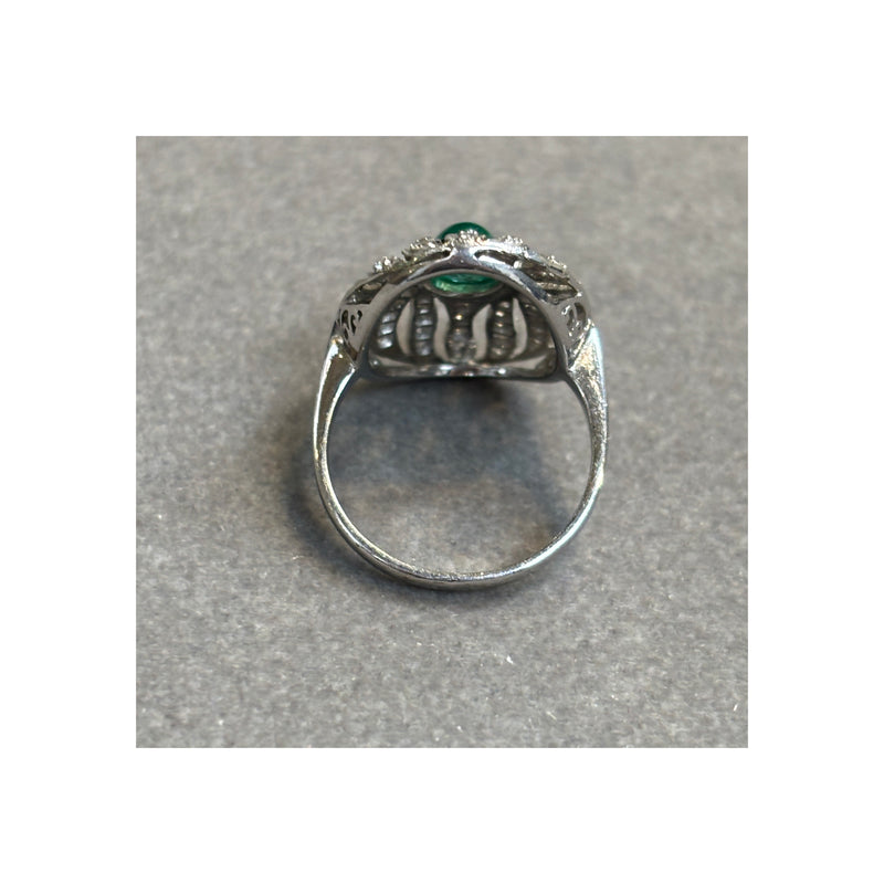 Cabochon Emerald and Diamond Ring