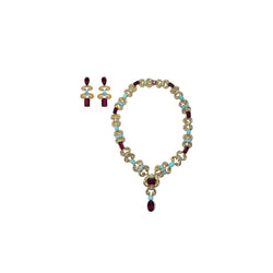 David Webb Rubellite &amp; Turquoise Diamond Necklace &amp; Earrings Set