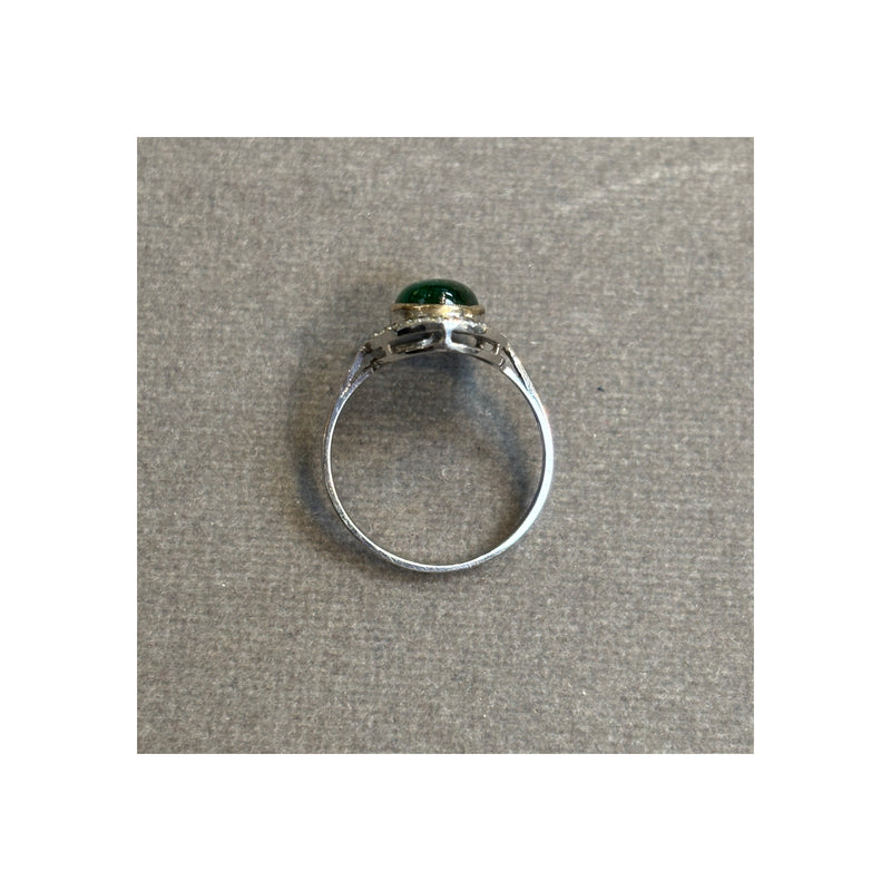 Cabochon Emerald and Diamond Ring