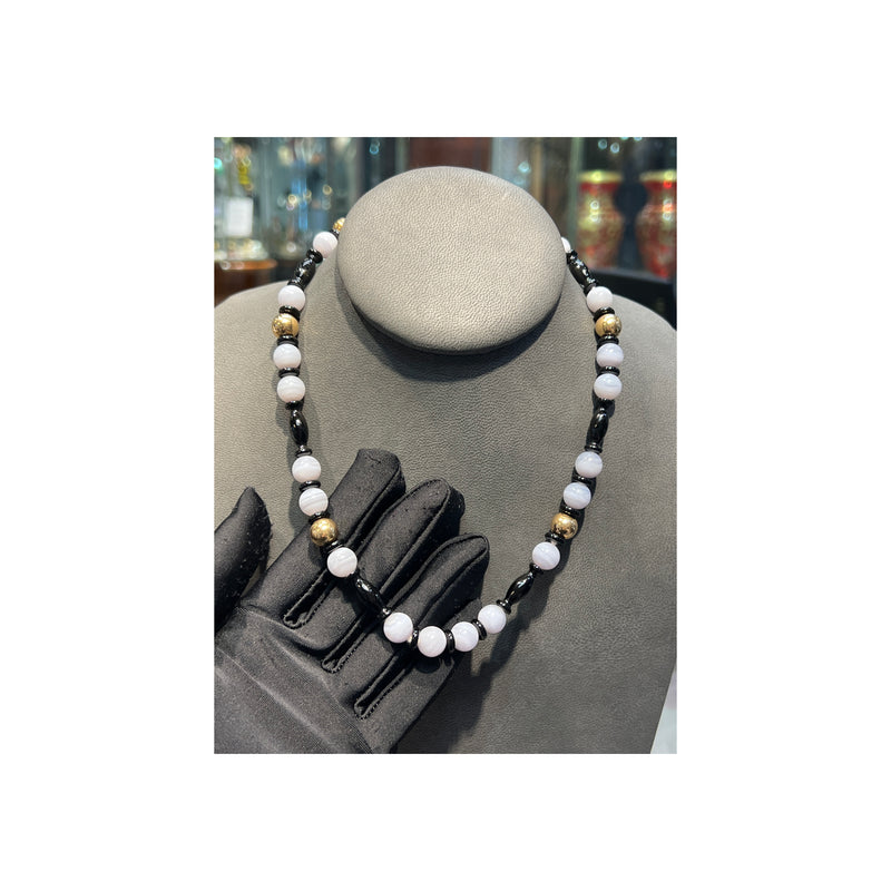 Quartz and Onyx Beaded Necklace