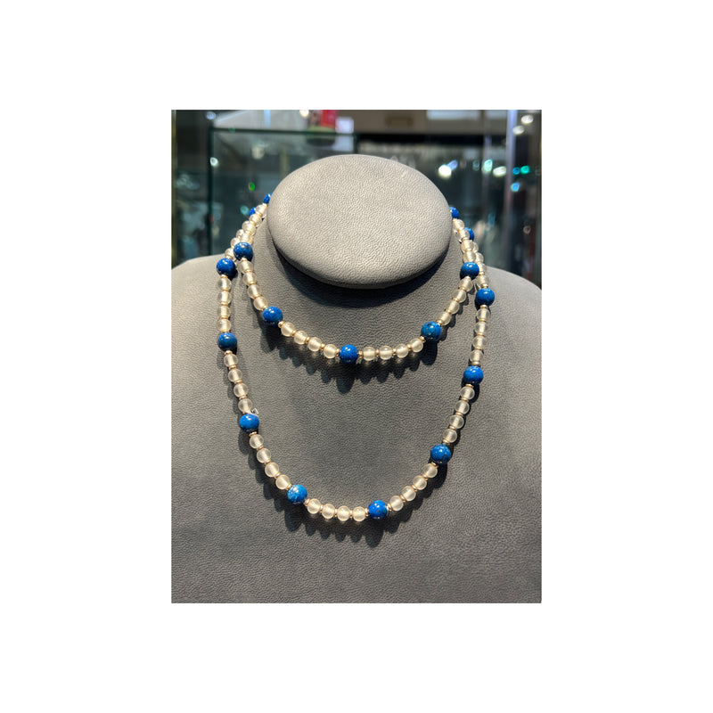 Crystal and Lapis Lazuli Beaded Necklace