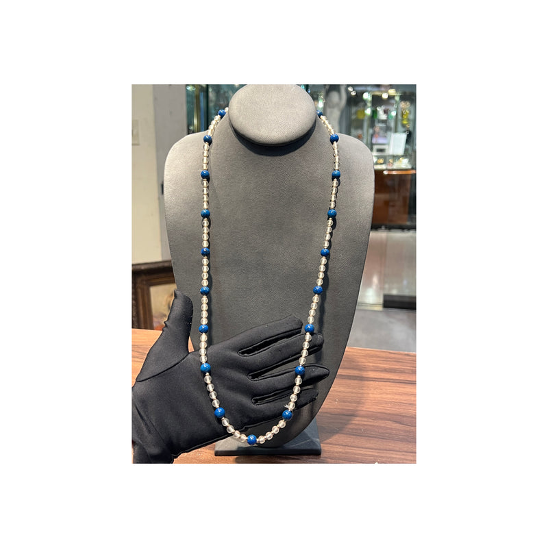 Crystal and Lapis Lazuli Beaded Necklace