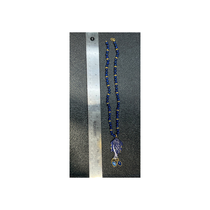 Carved Lapis Lazuli Fish Necklace