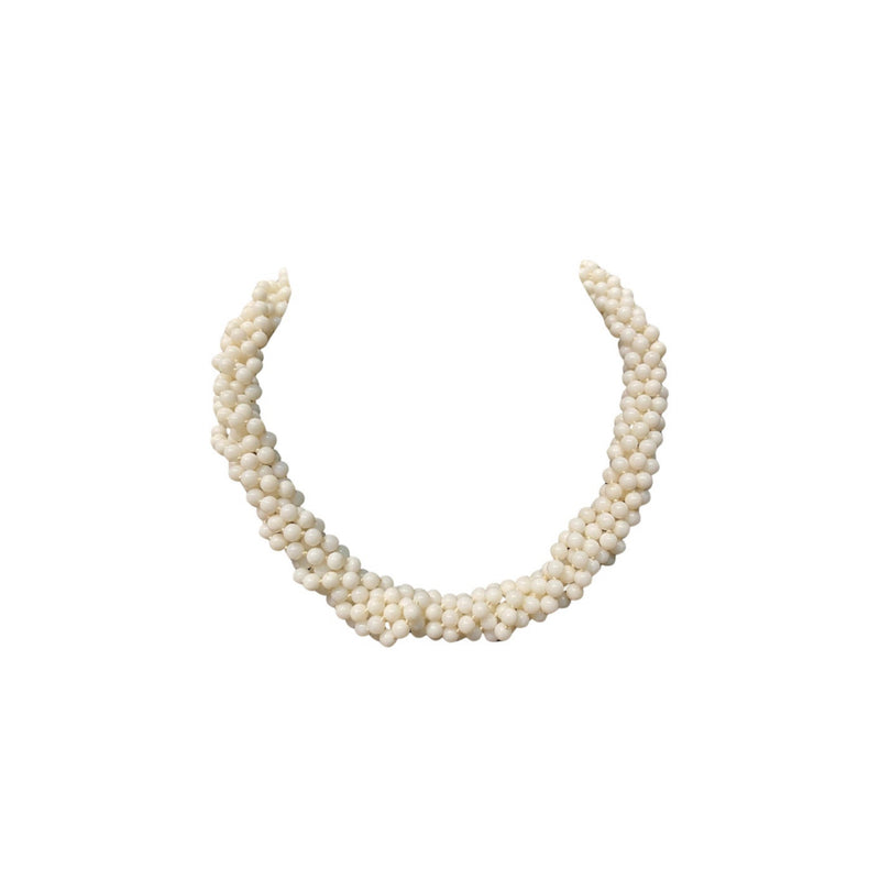 Six Strand White Coral Bead Necklace