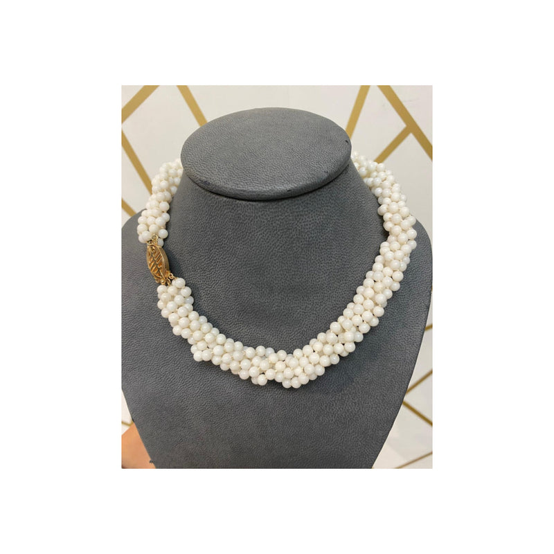 Six Strand White Coral Bead Necklace