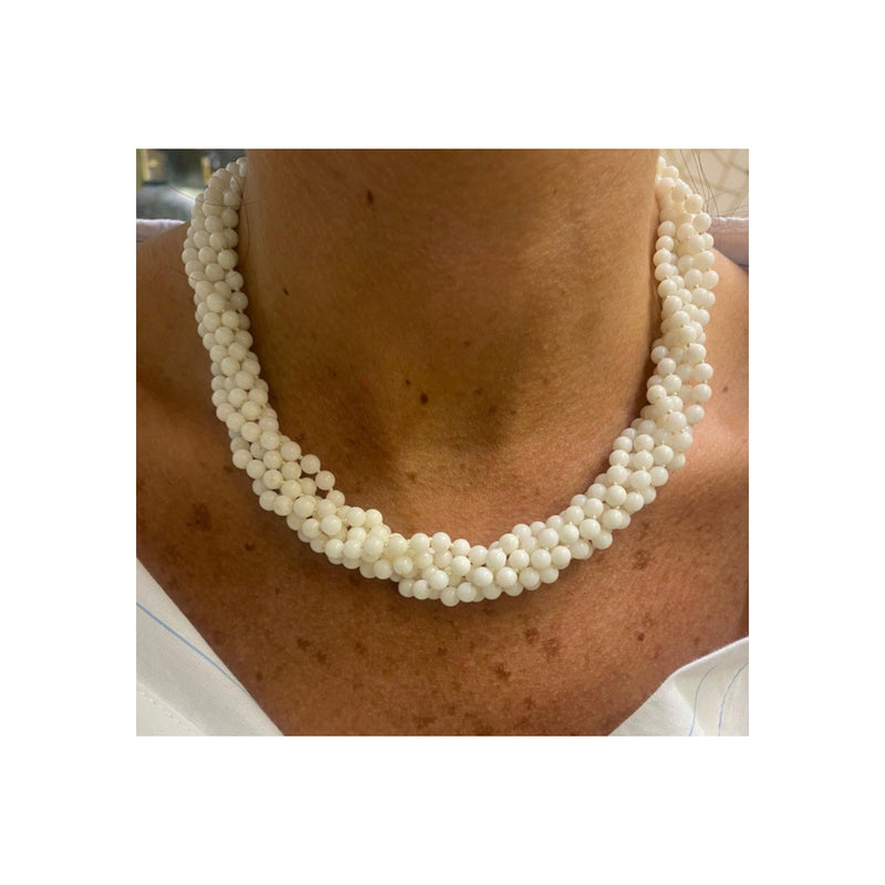 Six Strand White Coral Bead Necklace