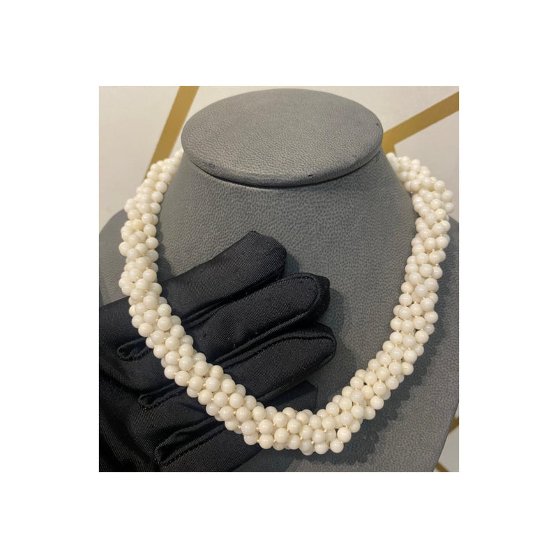 Six Strand White Coral Bead Necklace