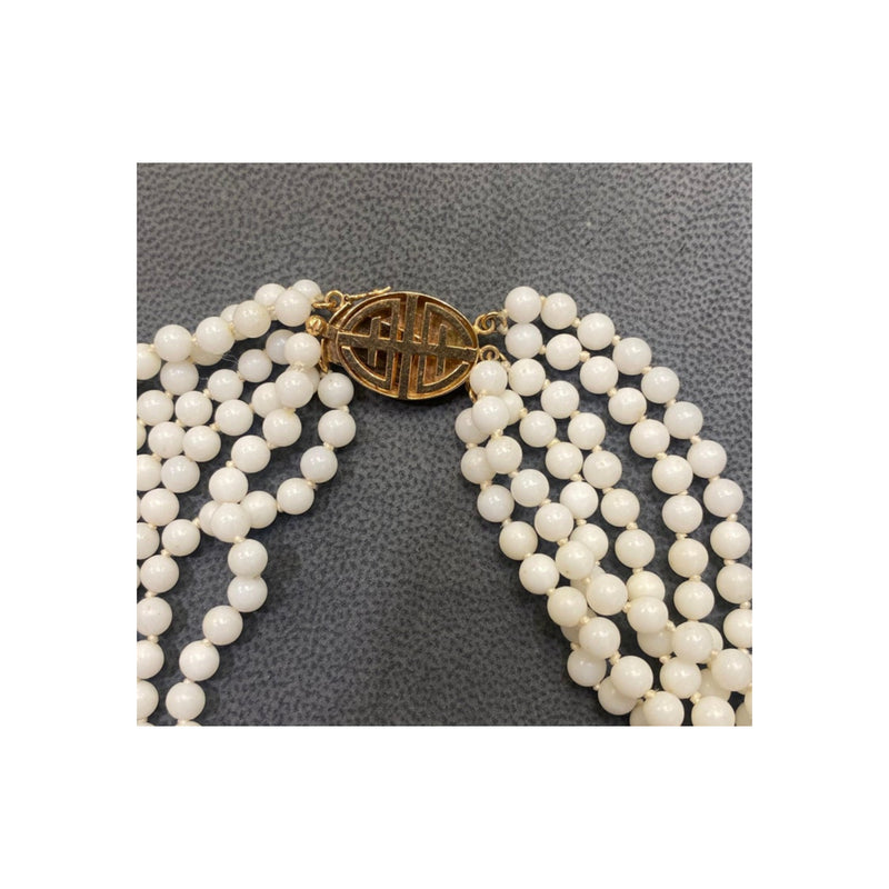 Six Strand White Coral Bead Necklace