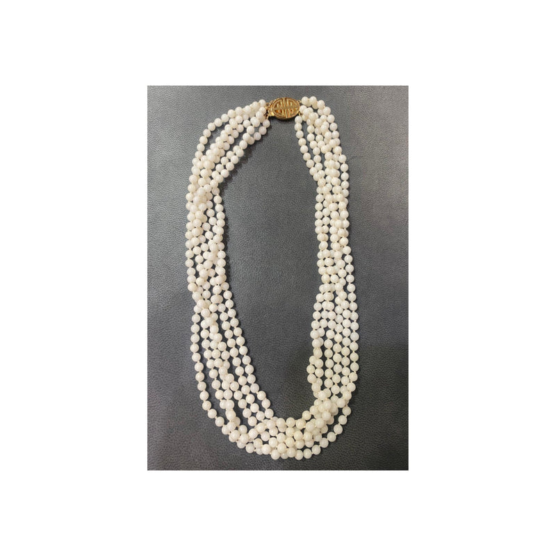 Six Strand White Coral Bead Necklace