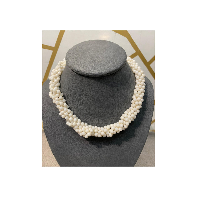 Six Strand White Coral Bead Necklace