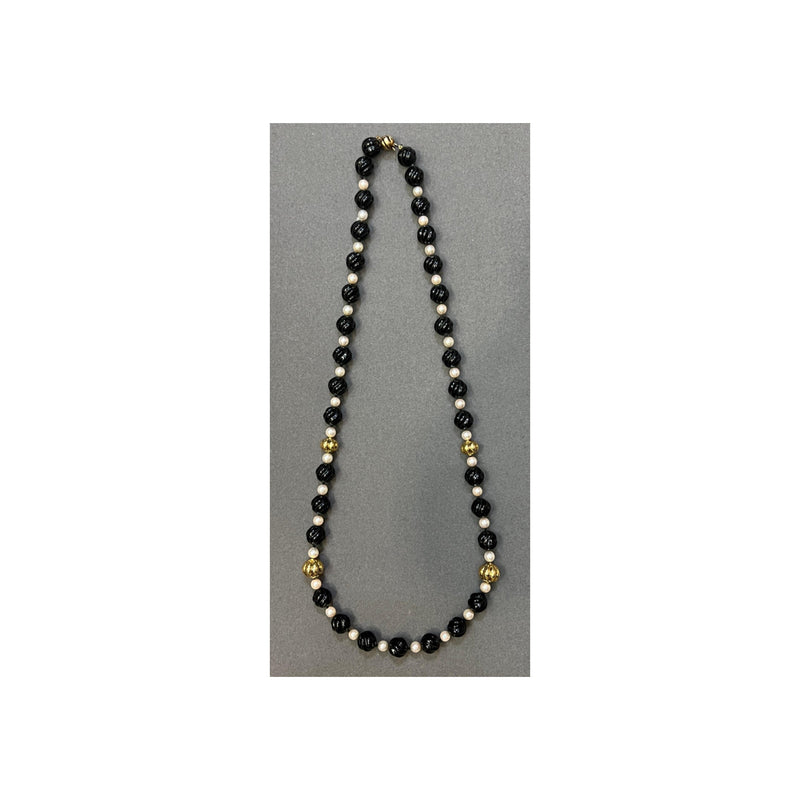 Onyx and Pearl Bead Necklace