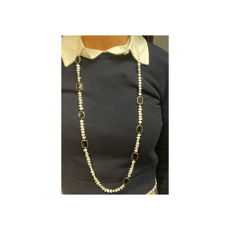 Onyx and Pearl Necklace