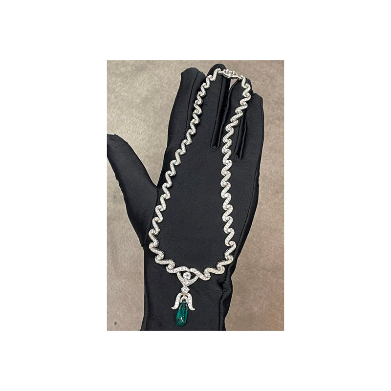 Diamond and Emerald Drop Necklace