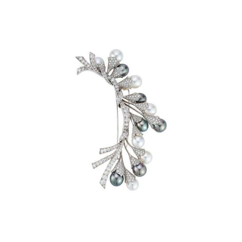 Van Cleef and Arpels Pearl and Diamond Brooch