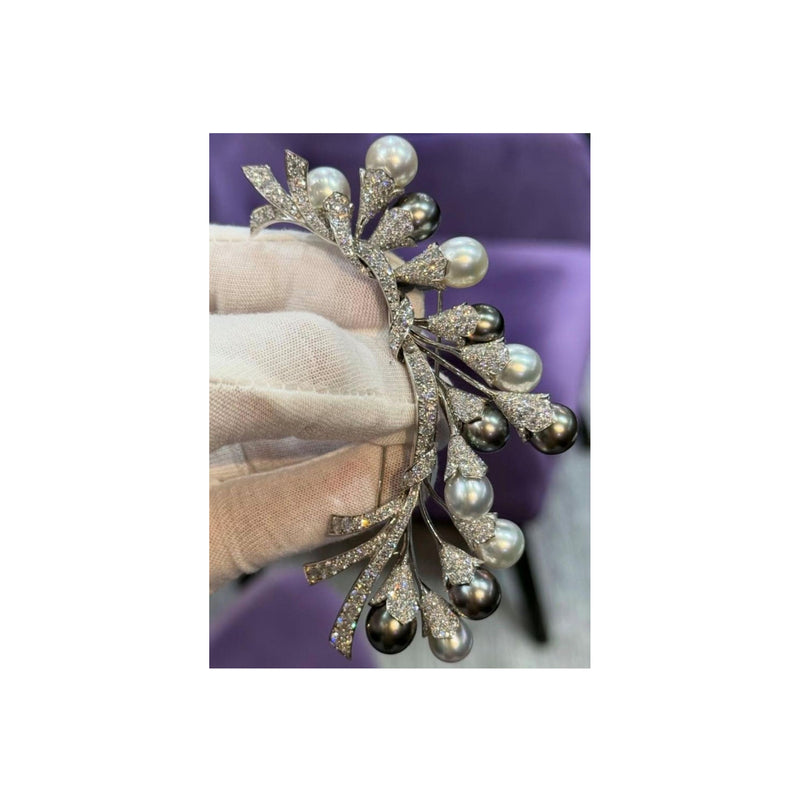 Van Cleef and Arpels Pearl and Diamond Brooch