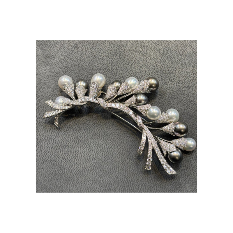 Van Cleef and Arpels Pearl and Diamond Brooch