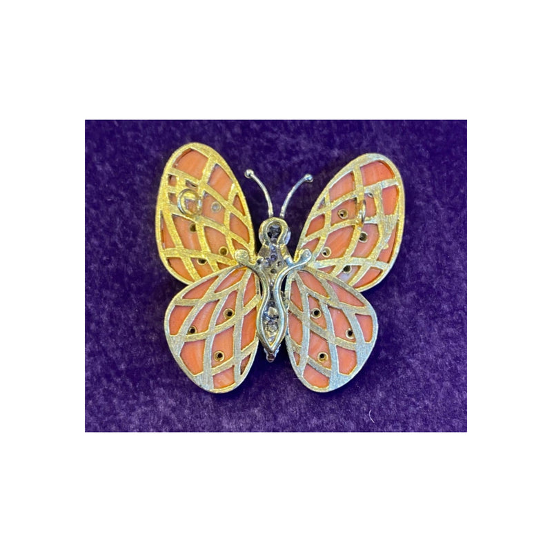 Van Cleef & Arpels Coral & Diamond Butterfly Pendant