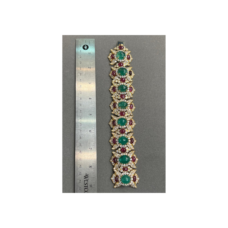 Harry Winston Cabochon Emerald and Ruby Bracelet