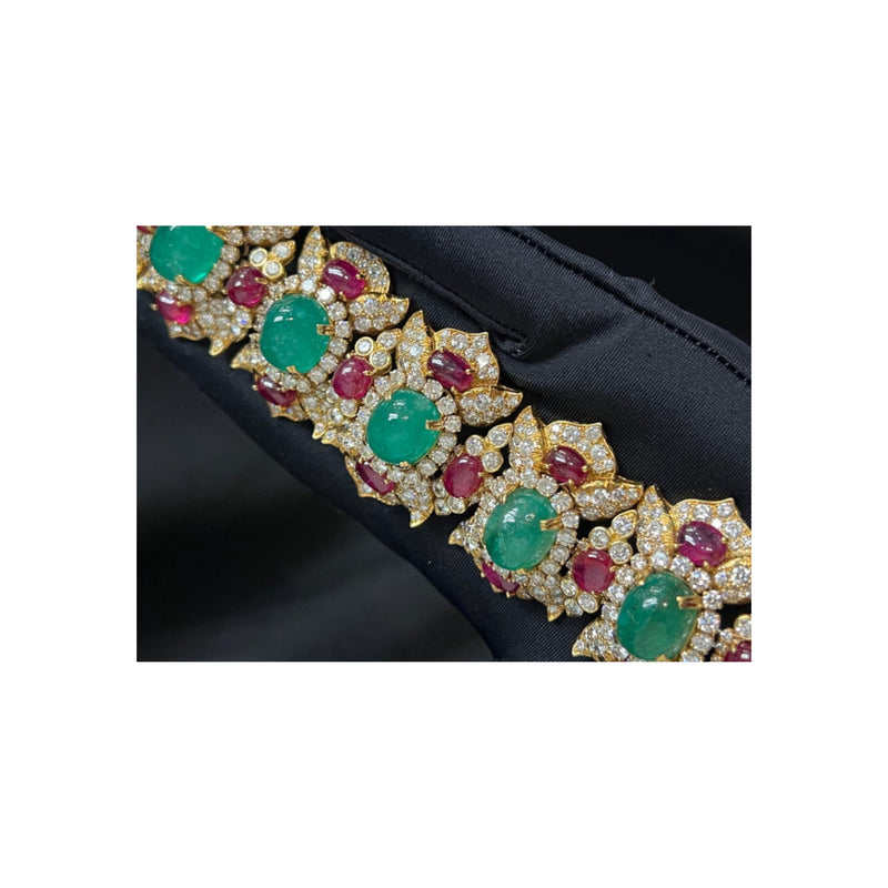 Harry Winston Cabochon Emerald and Ruby Bracelet