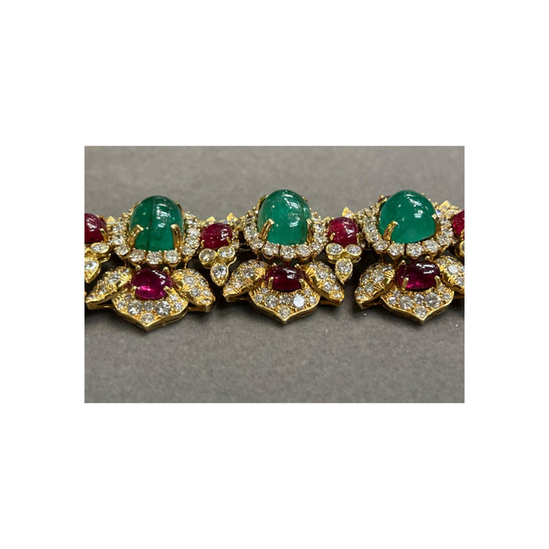 Harry Winston Cabochon Emerald and Ruby Bracelet