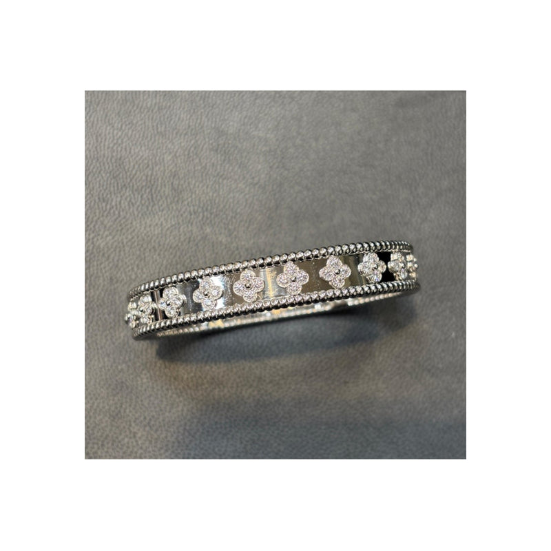 Van Cleef & Arpels Perlée Clovers Diamond Bangle Bracelet