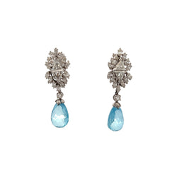 Aquamarine and Diamond Day and Night Earrings