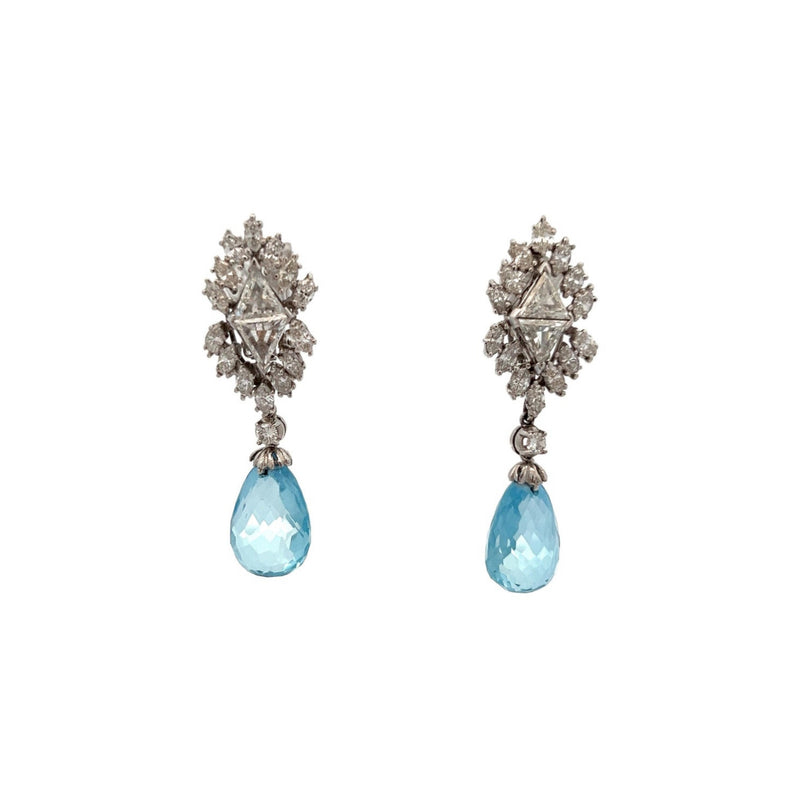 Aquamarine and Diamond Day and Night Earrings