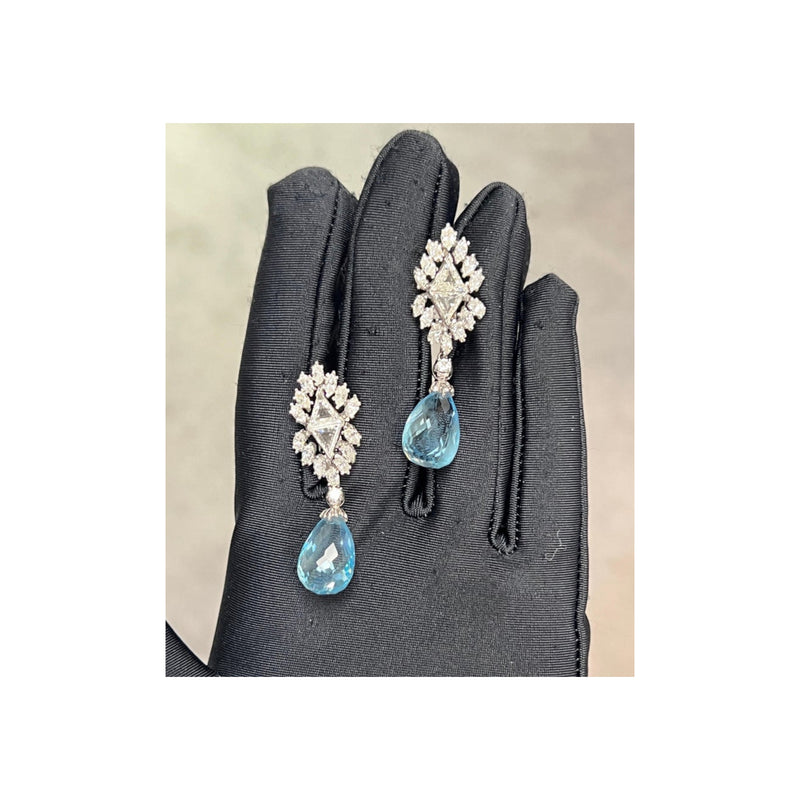 Aquamarine and Diamond Day and Night Earrings