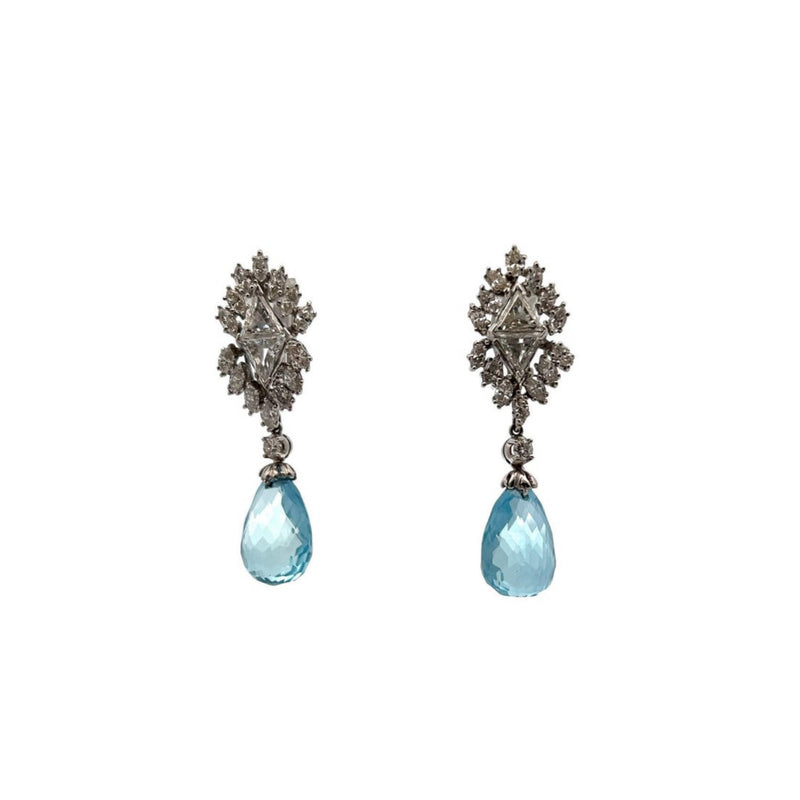 Aquamarine and Diamond Day and Night Earrings