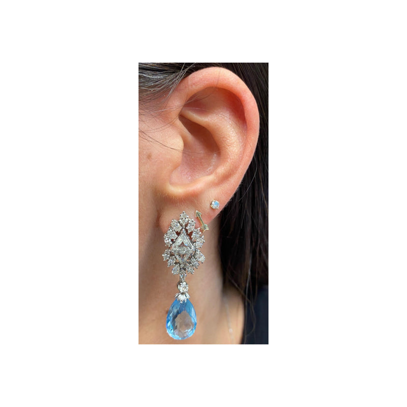 Aquamarine and Diamond Day and Night Earrings