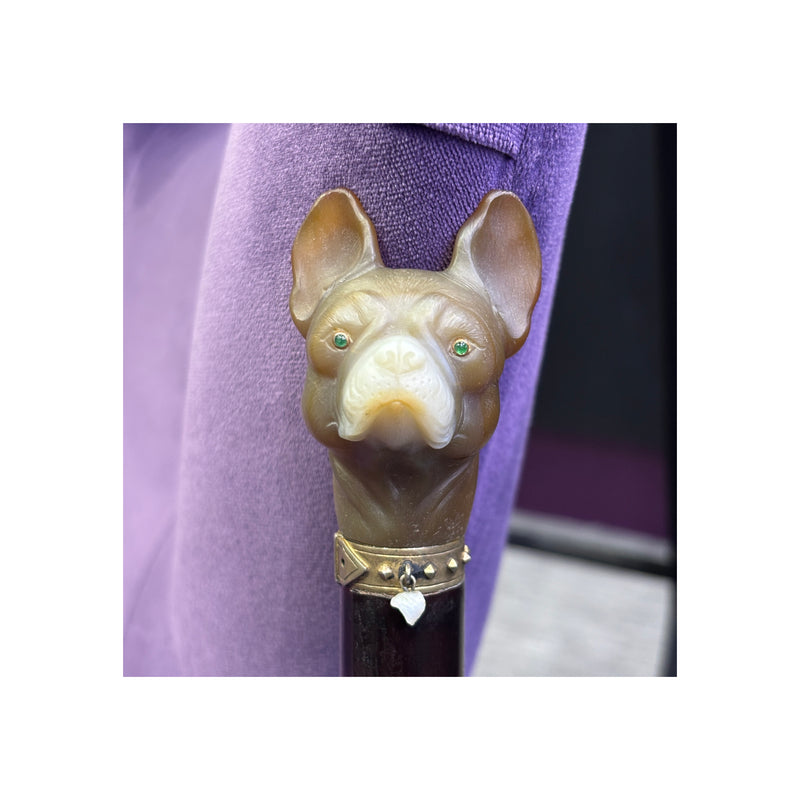 Cartier Agate And Pearl Bulldog Cane