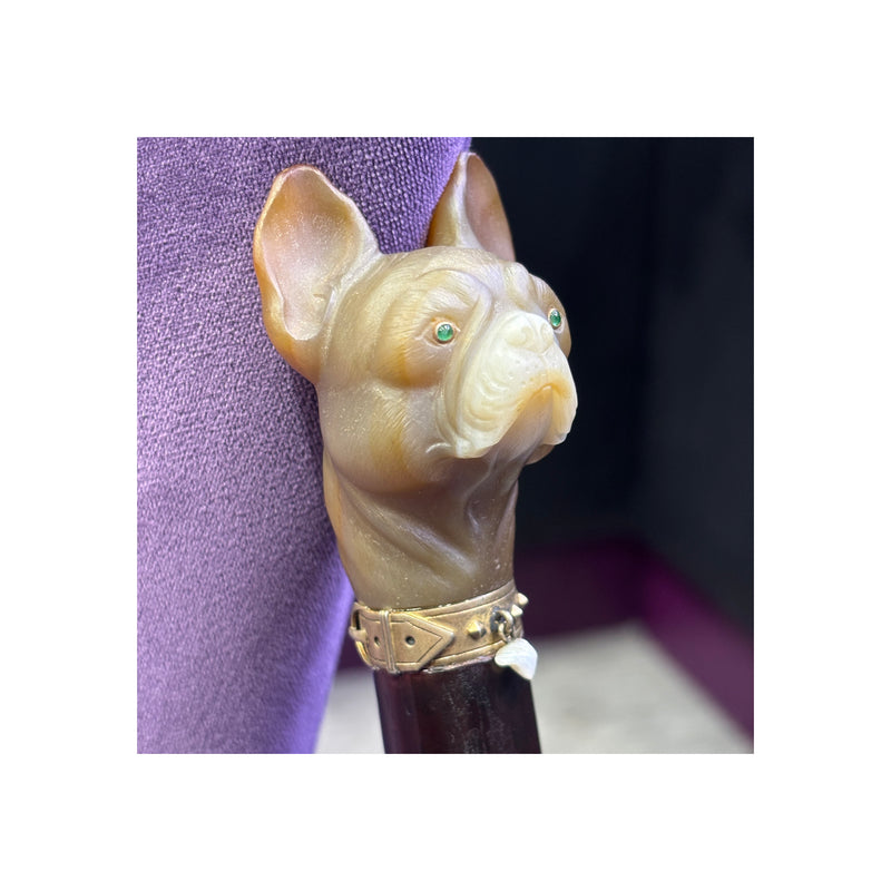 Cartier Agate And Pearl Bulldog Cane