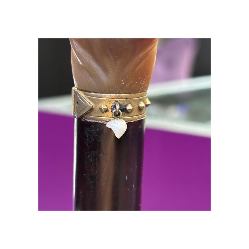 Cartier Agate And Pearl Bulldog Cane