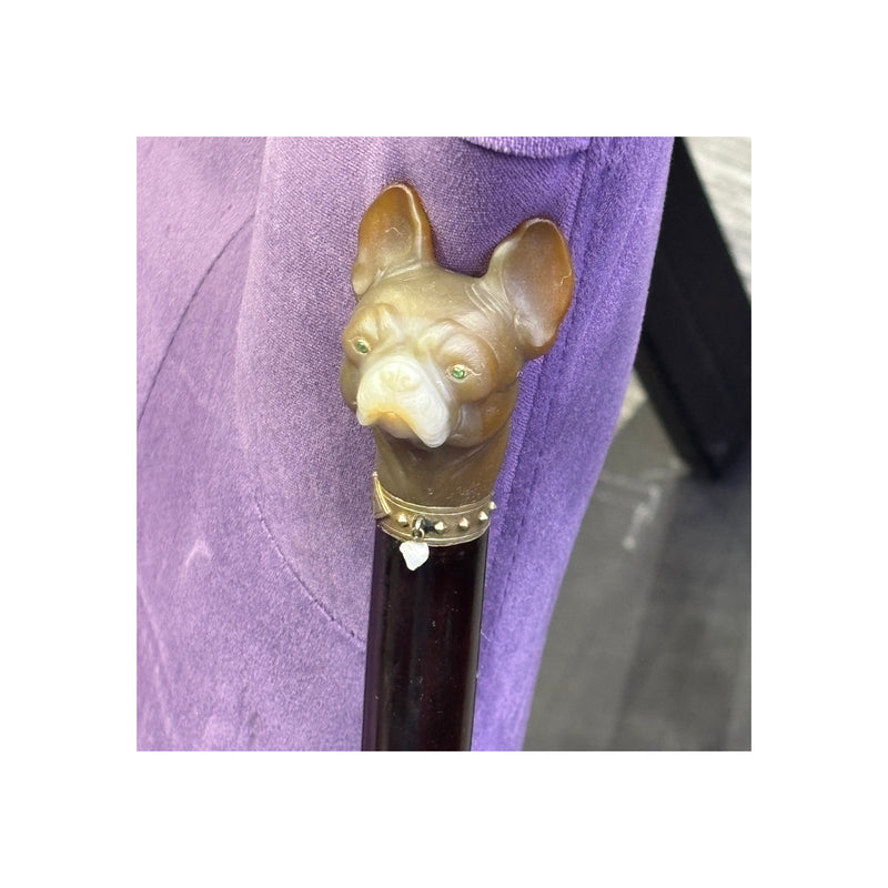 Cartier Agate And Pearl Bulldog Cane