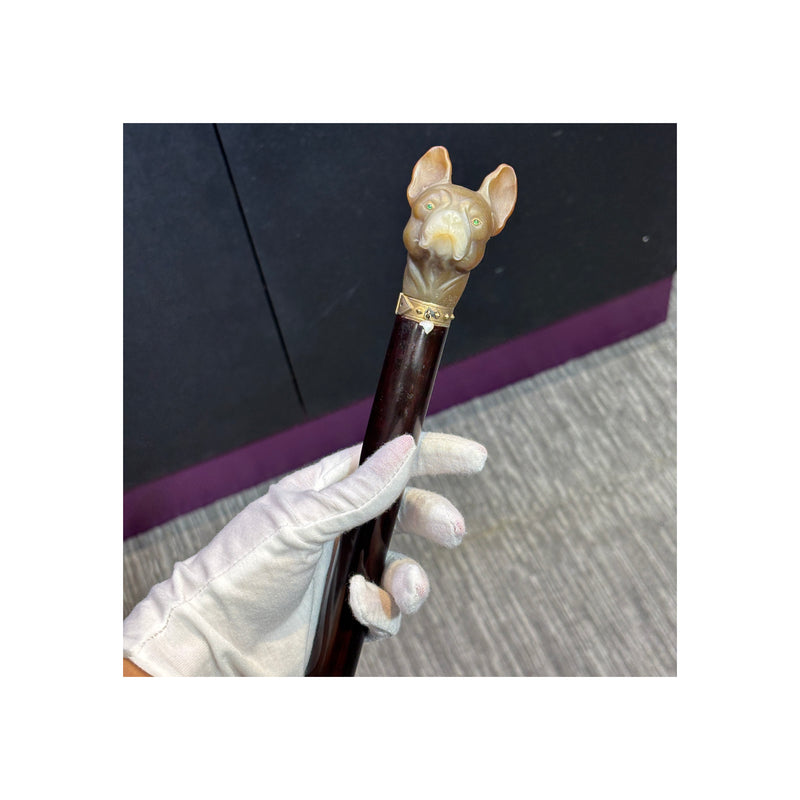 Cartier Agate And Pearl Bulldog Cane