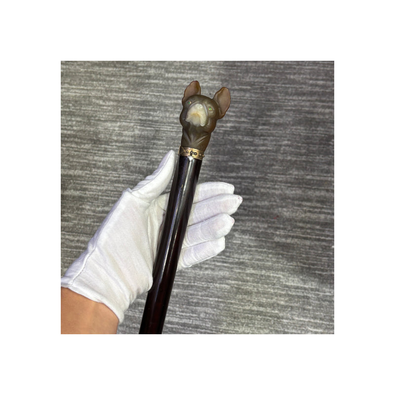 Cartier Agate And Pearl Bulldog Cane