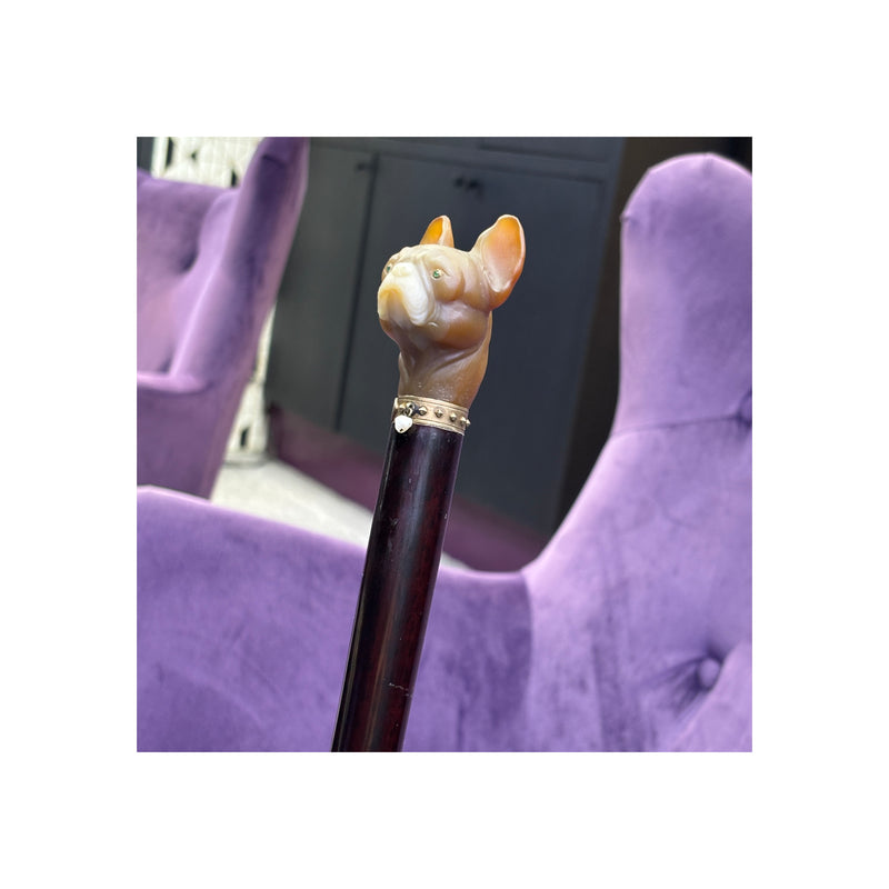 Cartier Agate And Pearl Bulldog Cane