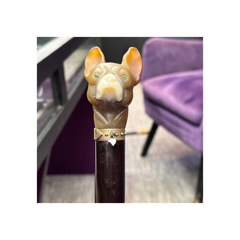 Cartier Agate And Pearl Bulldog Cane