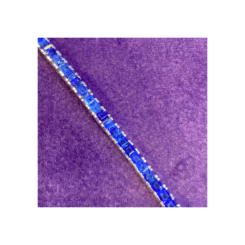 Asscher Cut Sapphire Tennis Bracelet