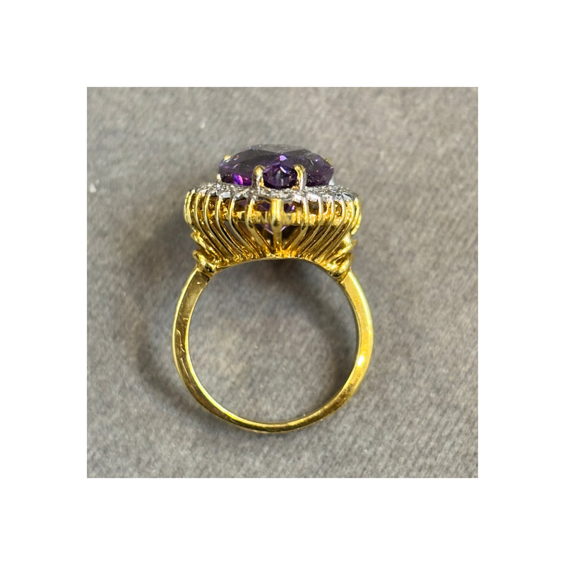 Pear Shape Amethyst and Diamond Ring