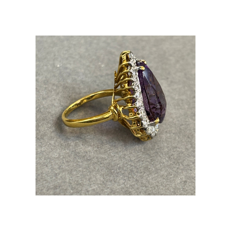 Pear Shape Amethyst and Diamond Ring