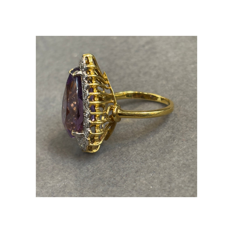 Pear Shape Amethyst and Diamond Ring