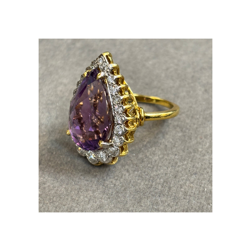 Pear Shape Amethyst and Diamond Ring